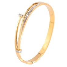 Luxury Stainless Steel Silver Couple Diamond Bangle Bracelet
