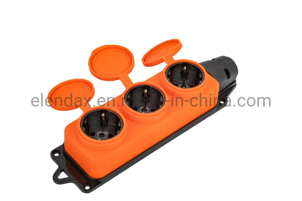 Немецкая 2-контактная электрическая водонепроницаемая розетка переменного тока, черная, синяя, оранжевая, красная, резиновая, 16 А, 250 В, с крышкой