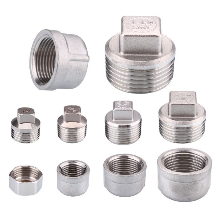 Benang Eksternal Eksternal Stainless Steel Pipe Caps