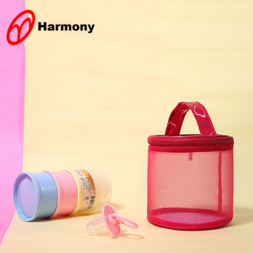 Simple design red hanging cheap mesh makeup bags