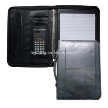 A4 Zip PU Leather Portfolio Folder With Handle