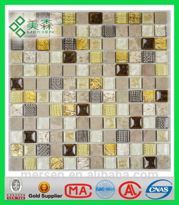 SDCH031 23x23x8mm Glass mix marble mosaic tile glass mix stone mosaic tile