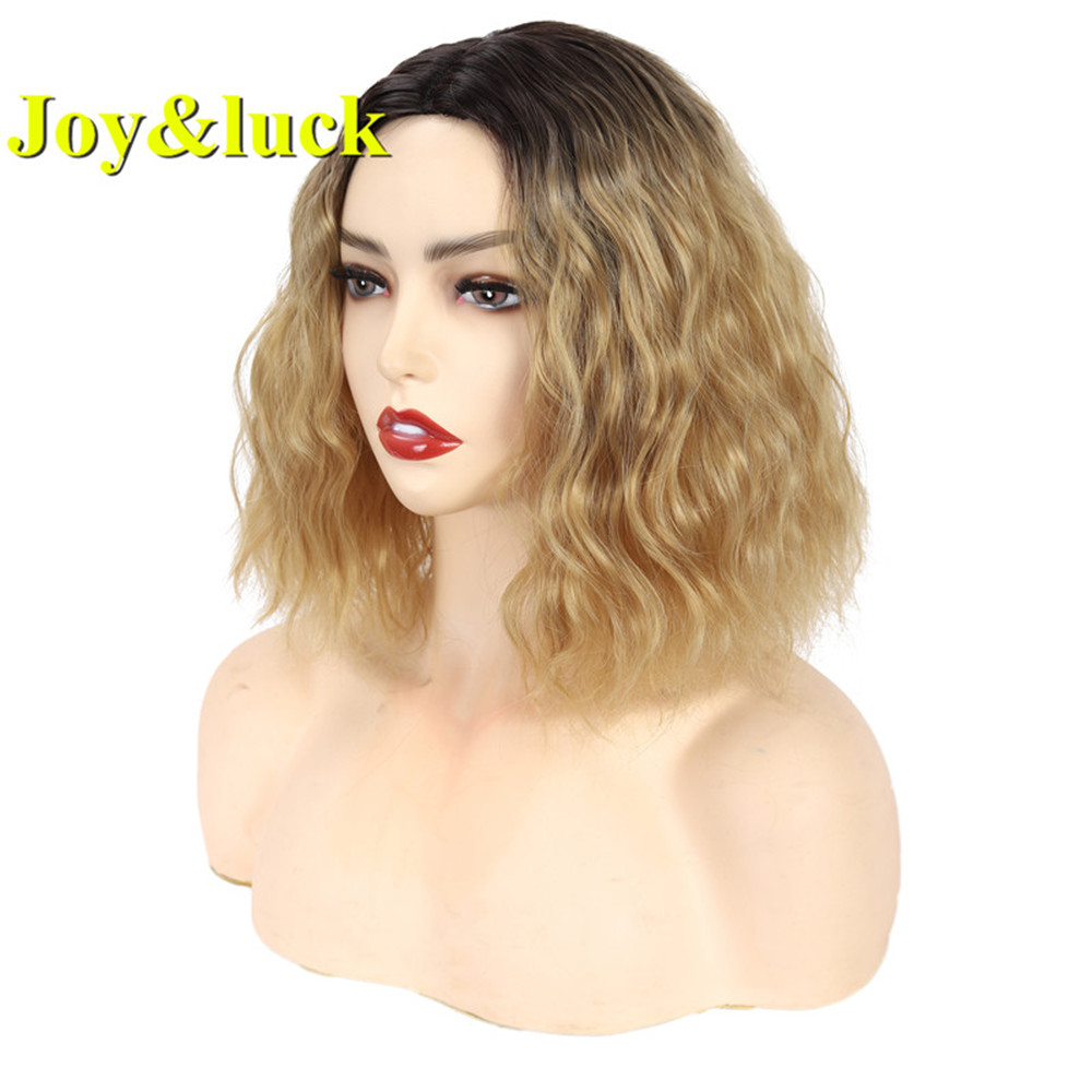 Woman Ladies Wig Wholesale Wigs for Women Middle Part Party Dark Root Brown Ombre Blonde Natural Short Curly Synthetic Hair Wigs