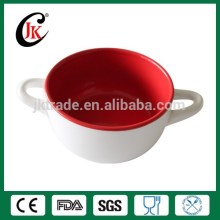 High quality customized ceramic porcelain soup bowl with handle