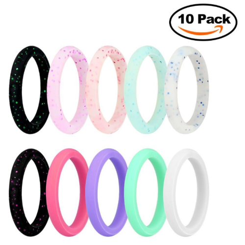 Anel de casamento de silicone de 10pack personalizado para mulheres