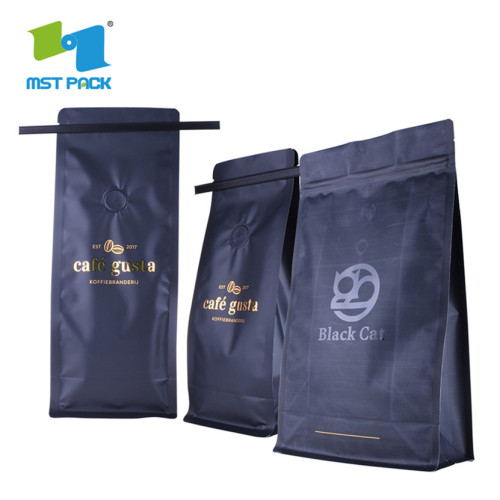 side gusset foil paper coffee bean bag with Valve and zip