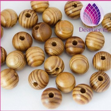 10mm wood round fringle pattern beads