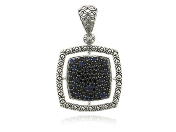 Square shaped fish scale pendant with fake diamond