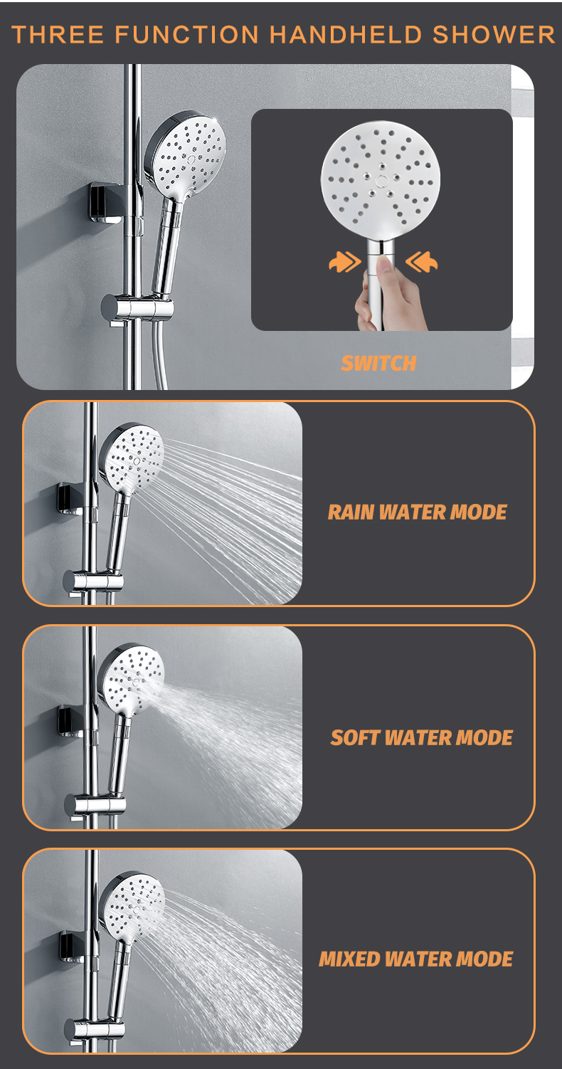 shower set with three spray modes