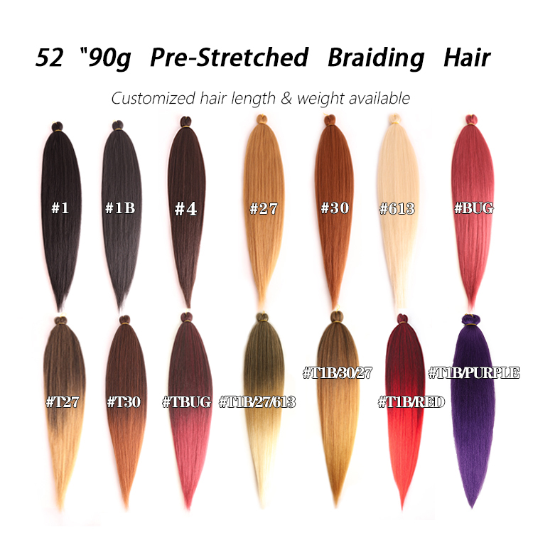 Whole Sale Private Logo Prestretched Itch Free 52 In 72In Prestretched Black Private Label 3X 3 In 1 Pre Stretched Braiding Hair