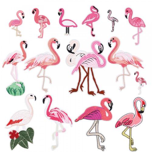 Broderie de sac de rangement de patchs appliques flamant rose