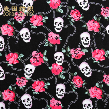 top quality useful cotton skull flower fabric