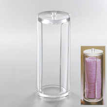 Cylinder Shape Transparent Acrylic cotton pad holder