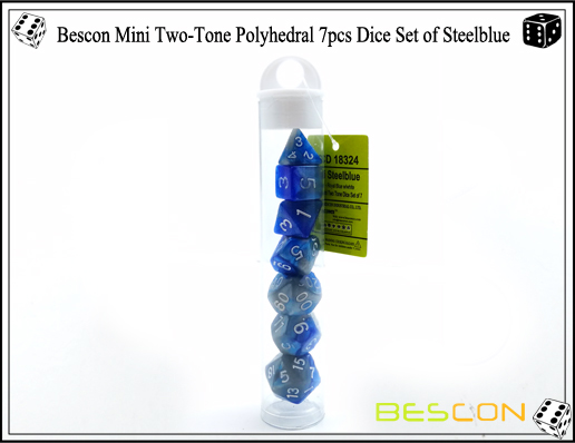 Jeu de dés polyédriques bicolores Bescon Mini à deux tons de Steelblue-1 # Bescon Mini Two-Tone Polyhedral 7pcs Dice Set of Steelblue-1#