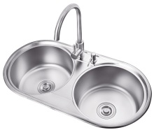 Stainless Steel small double round bowl kitchen sink