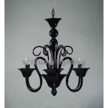 6 arms black Calais Glass Chandelier