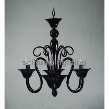 6 arms black Calais Glass Chandelier