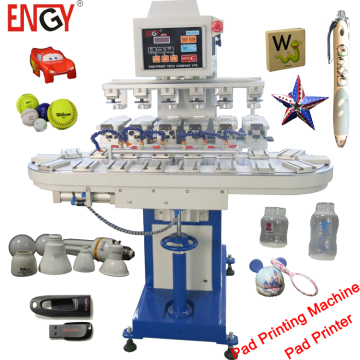 Multi Six Colour Convey Worktable Inkwell Pad Printing Machine