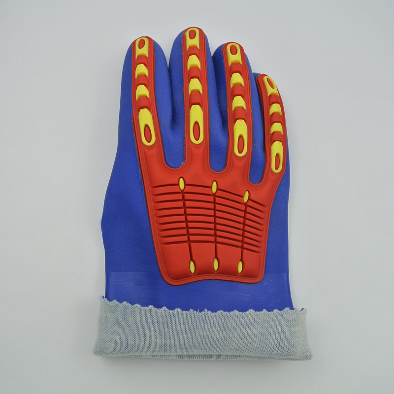 Blue PVC gloves with TPR