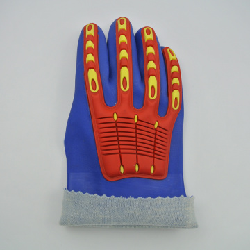 Blue PVC gloves with TPR