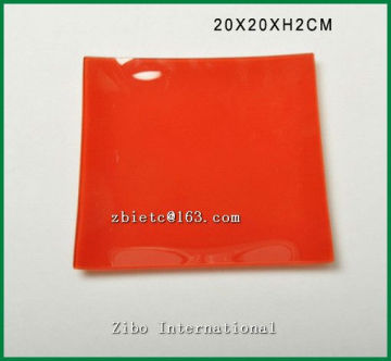 square colored glass plates