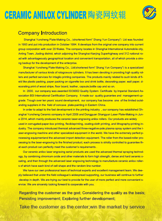 ceramic anilox roller for flexo printing machine