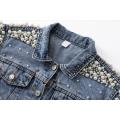 2021 Bead Studded Denim Lady Blouse Jacket Customization