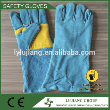 14" or 16" full lining and yellow leather reinforce in palm with blue cow split leather