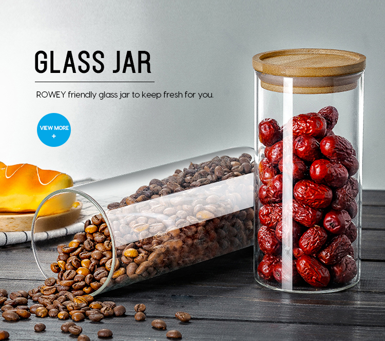 high quality 250 ml glass jar with airtight wood lid kichen storage jar