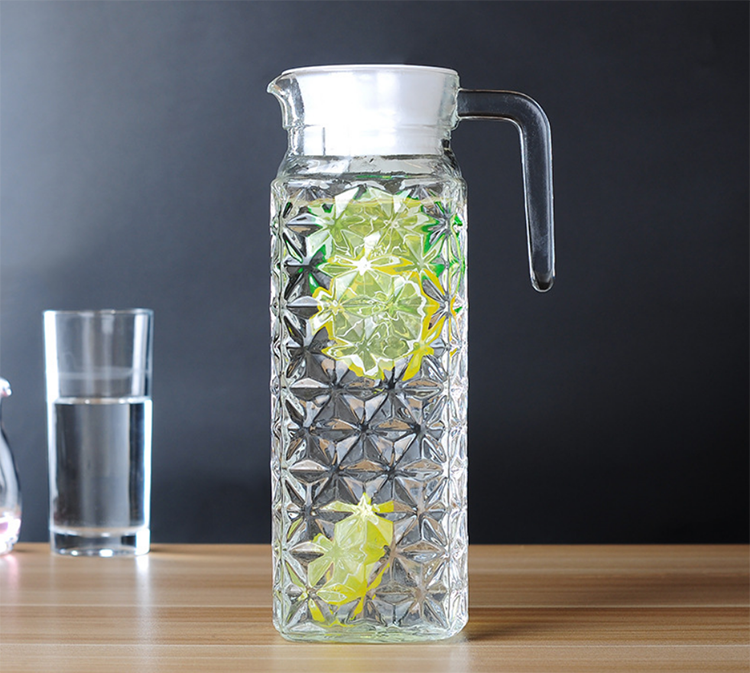 Lead-free glass cold water bottle open in cold white transparent zap for home use with cover