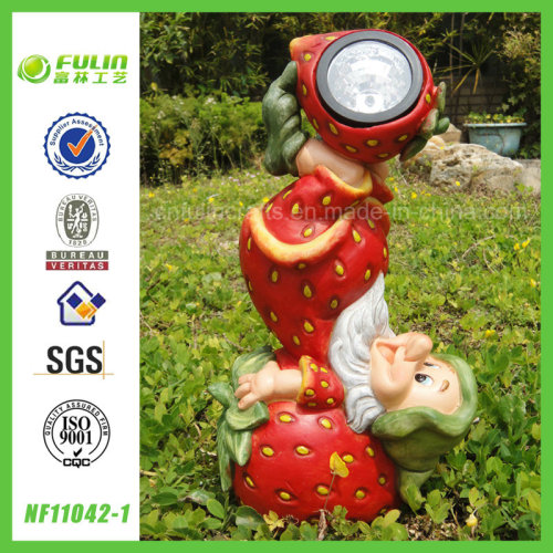 Upside Down Strawberry Suit Garden Gnome Solar Light