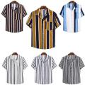 Men's Striped Shirt Buttons Support Customization