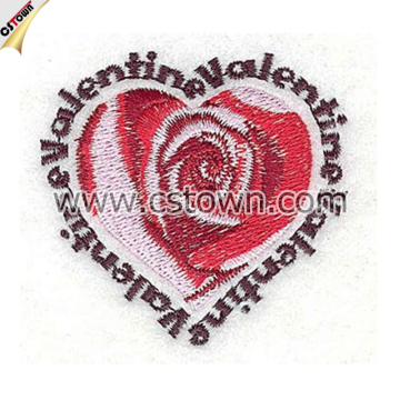 Rose heart embroidery patch iron on transfer