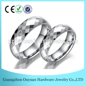 Unique solitaire diamond ring, faceted tungsten wedding ring, simulated diamond ring wholesale