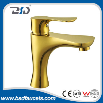 Latest Design Gold Faucet, Solid Brass Gold Plated Basin Mixer Water Tap Single Hole Bathroom Faucet Gold Faucet