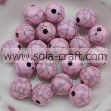 Roze kleur vonken acryl kleine ronde kralen DIY sieraden Crackle Finding Charms