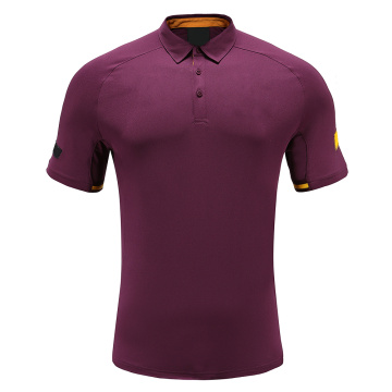 Camisa pólo masculina de rúgbi de ajuste seco roxo masculino