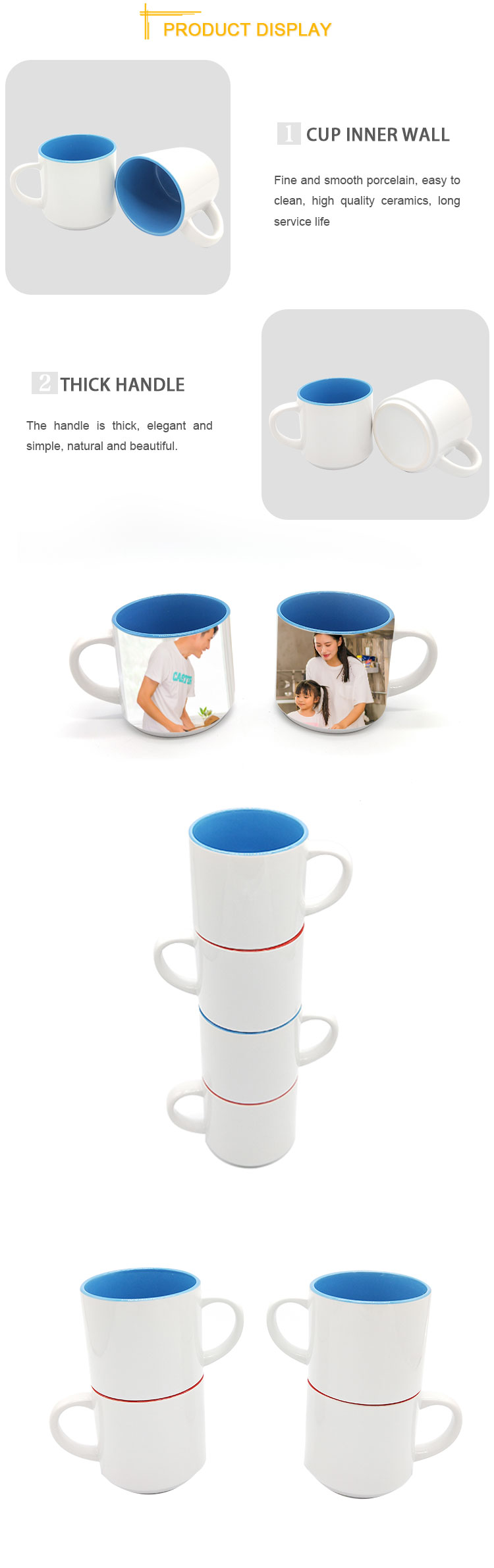 Space-Saving Ceramic Stacking Coffee Household Mugs