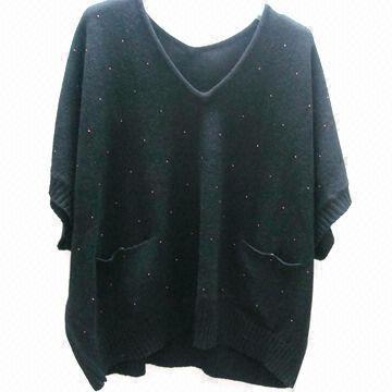 Ladies' Knitted Sweater Top with Beading
