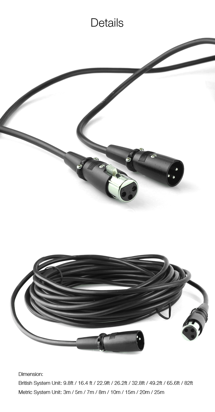 3 Pin XLR Female to XLR male Speaker Microphone Balanced Audio Cable