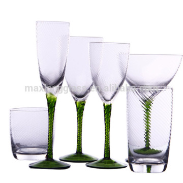 Handmade colored stem wine glass