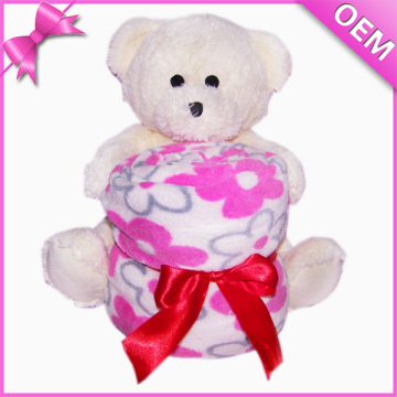 Animal design Soft Feel Plain dyed plush teddy bear baby blanket