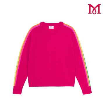 Women's Pink Stripe Top with Rainbow Design