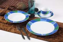 16 Piece Decal White Porcelain Dinner Set Mosaic