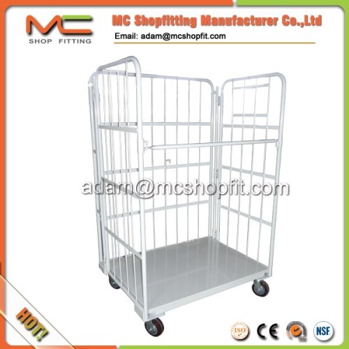 powder coated metal folded roll cage warehouse storage cage