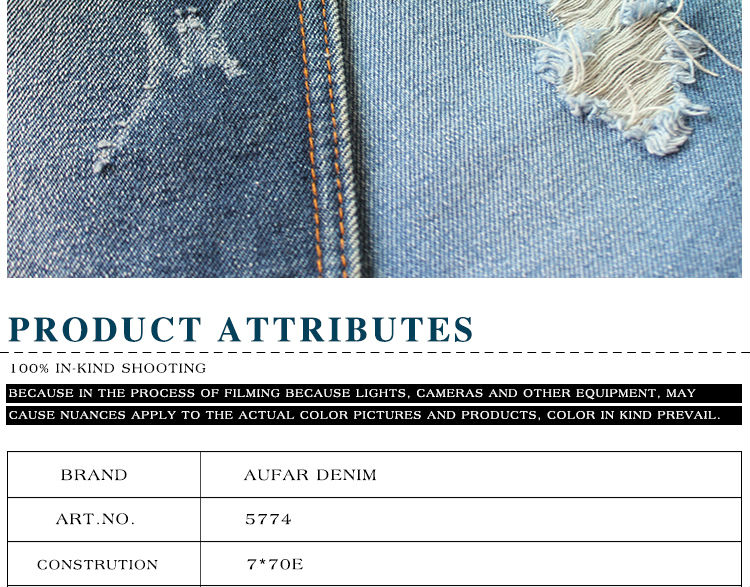 Stock organic slub cotton denim fabric for jeans/denim pants/garment/dress