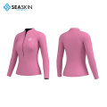 Chaqueta de traje de neopreno de buceo rosa de chicas de manga larga