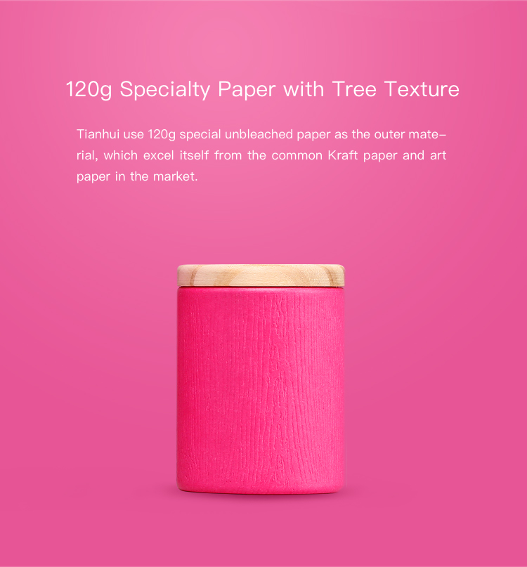 Colorful Food Grade Kraft Tea Paper Tube Packaging Paper and Pine Wood,120g Specialty Paper Chocolate Cylinder Tianhui Accept