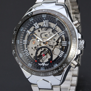 travel watch for men rotating dial with skeleton dial design watch