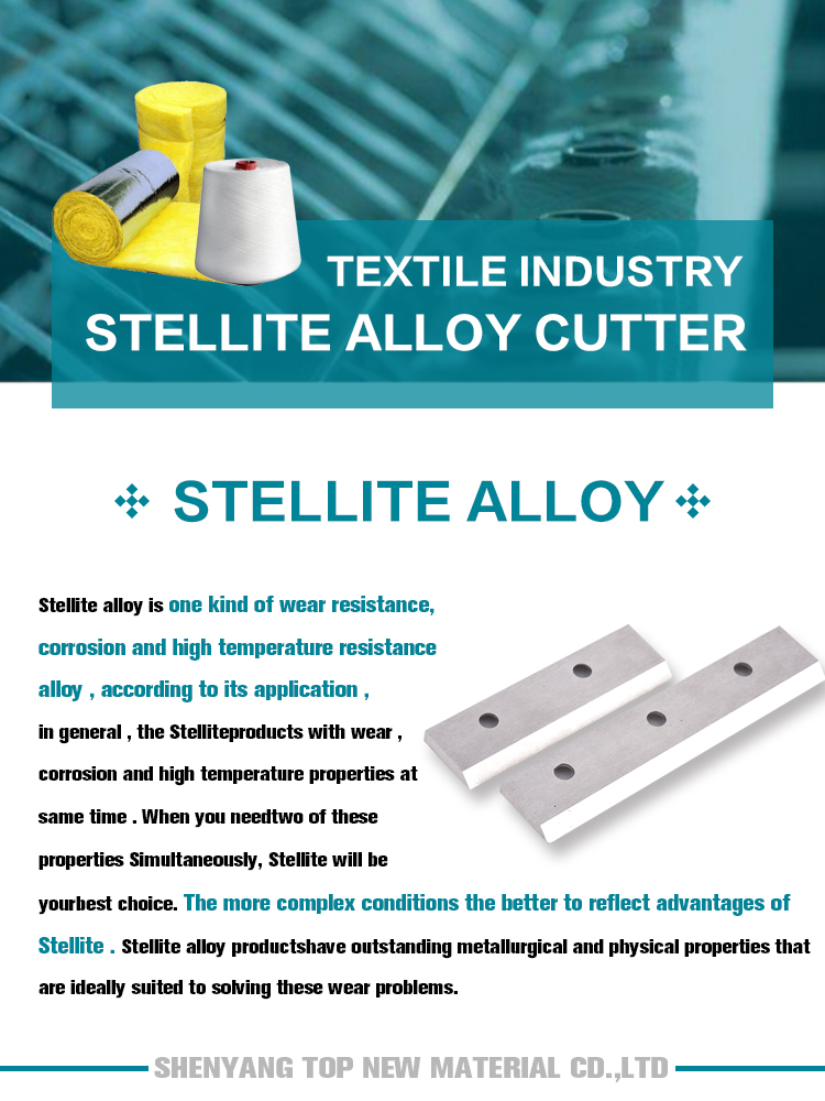 Stellite 6B Cobalt Alloy Blade For Cutting Staple Fibers,Blade For Cutting Filaments